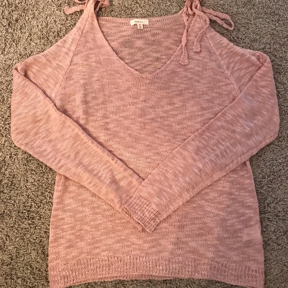 Pink cold shoulder sweater
